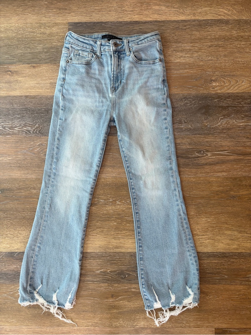 Risen jeans HIGH RISE CROP FLARE FRAYED HEM JEANS RDP1059 size 1/25